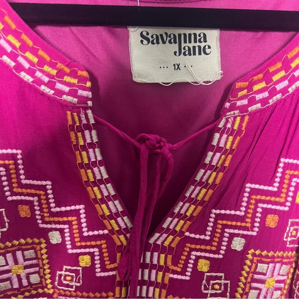 Savanna Jane Embroidered Boho Dress | Women’s Plus Size 1X - Picture 4 of 7